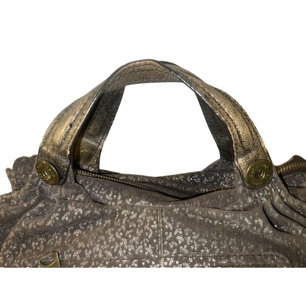 Gap 1969 Jeans Brown Suede Metallic Floral Hobo Bag Slouchy Satchel Purse